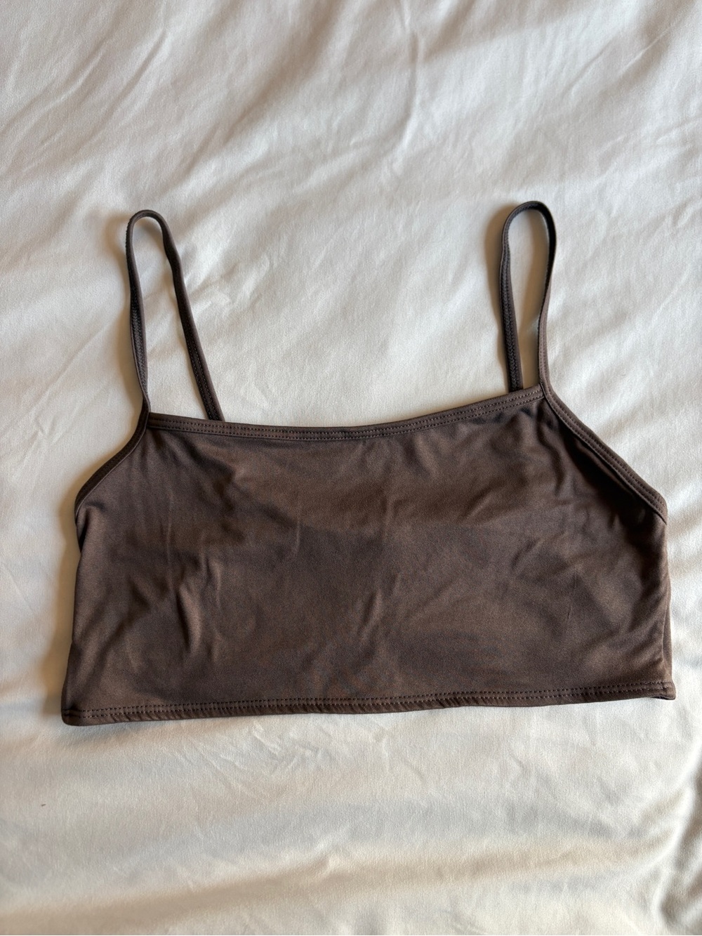 Jova Mocha Brown Buttery Soft Unlined Bralette Crop Top Basic Layering